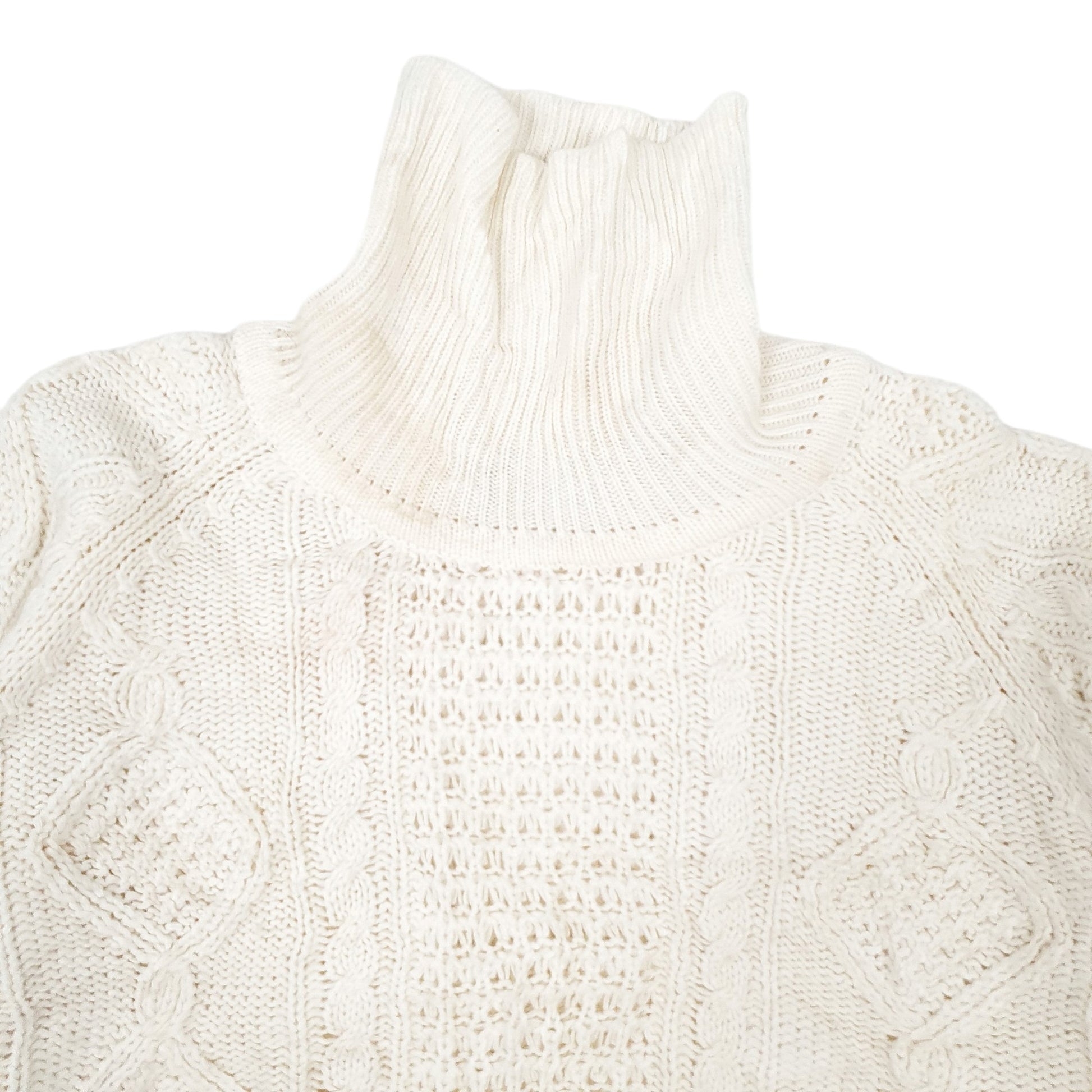 Mens Cream American Weekend Vintage Cable Knit Knitwear. Turtle Neck Jumper
