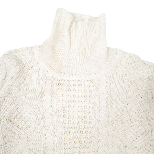 Mens Cream American Weekend Vintage Cable Knit Knitwear. Turtle Neck Jumper