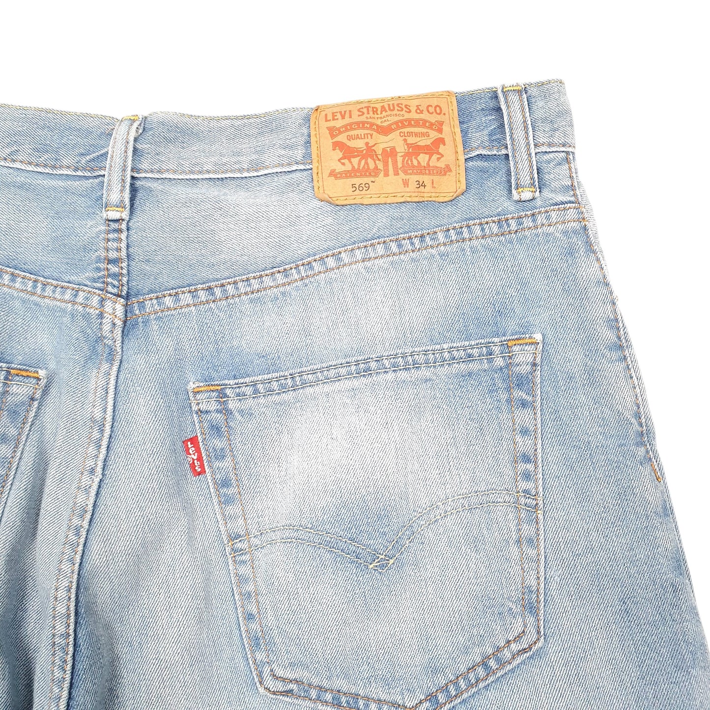 Mens Blue Levis Denim Jeans Jorts 569 Baggy Denim Shorts