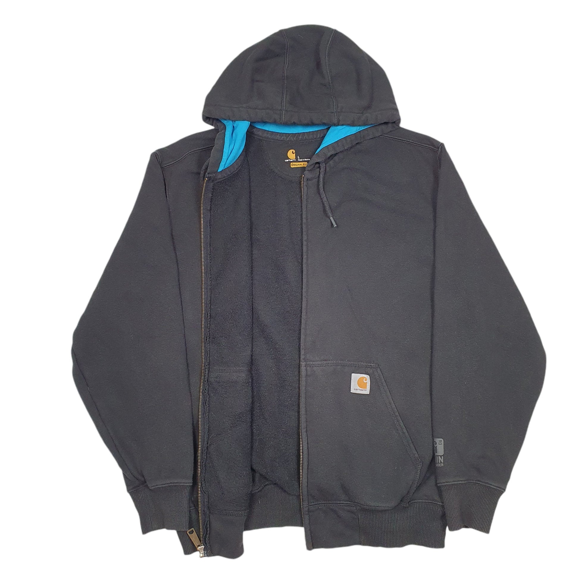 Mens Black Carhartt Workwear Hoodie Full Zip Jumper