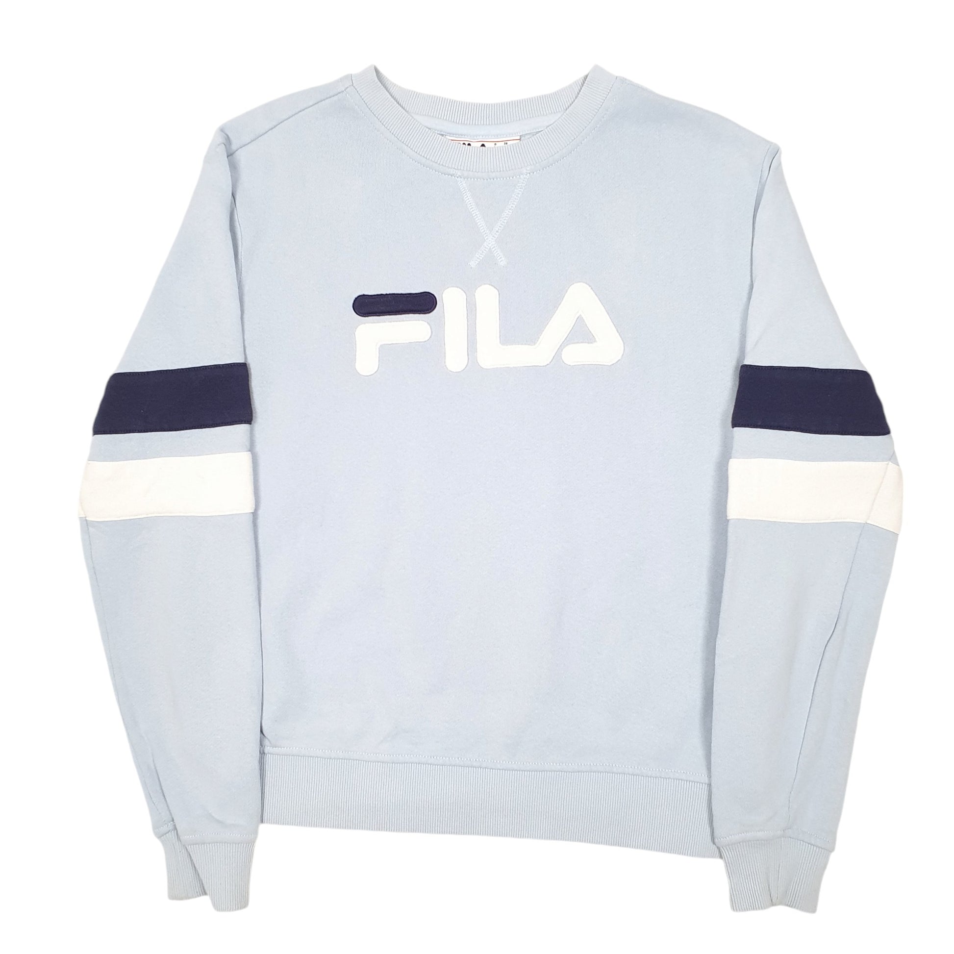 Womens Blue Fila Spellout Crewneck Jumper