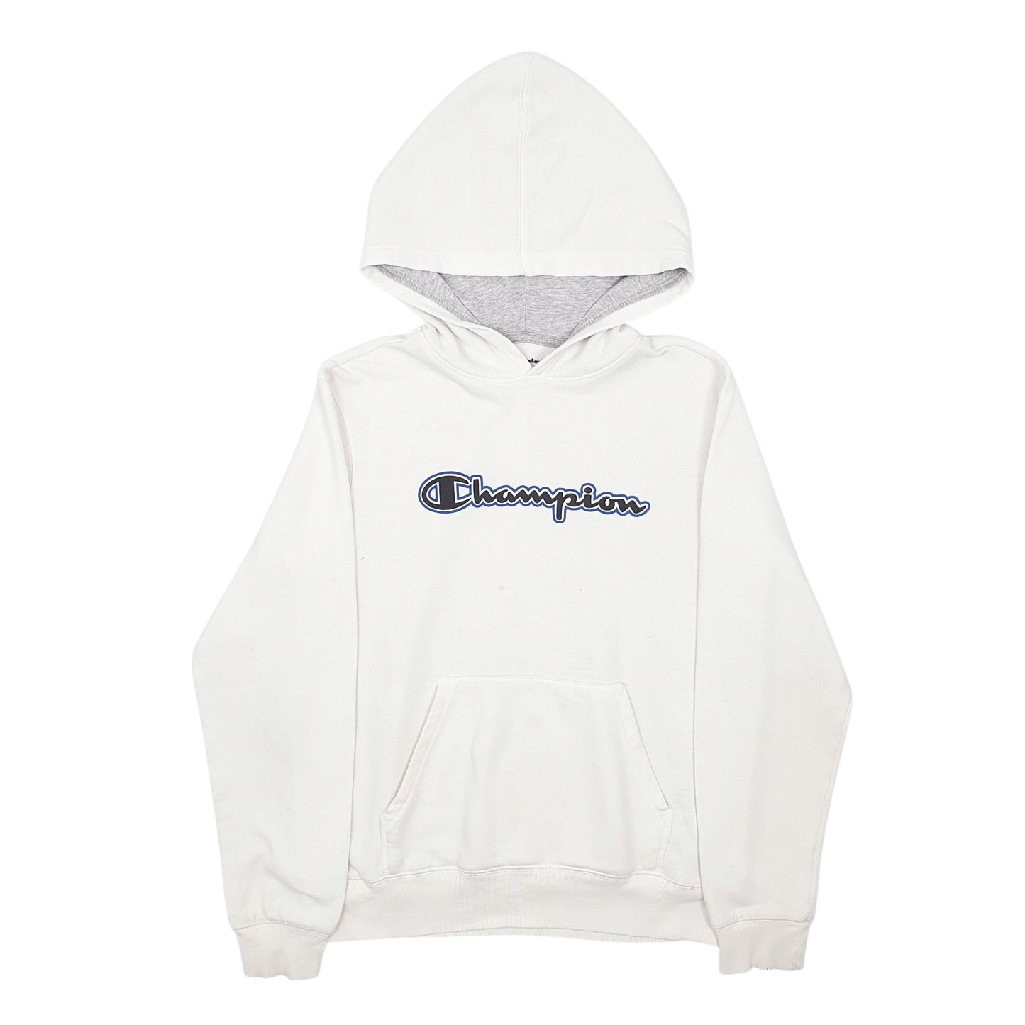 Mens White Champion Spellout Hoodie Jumper