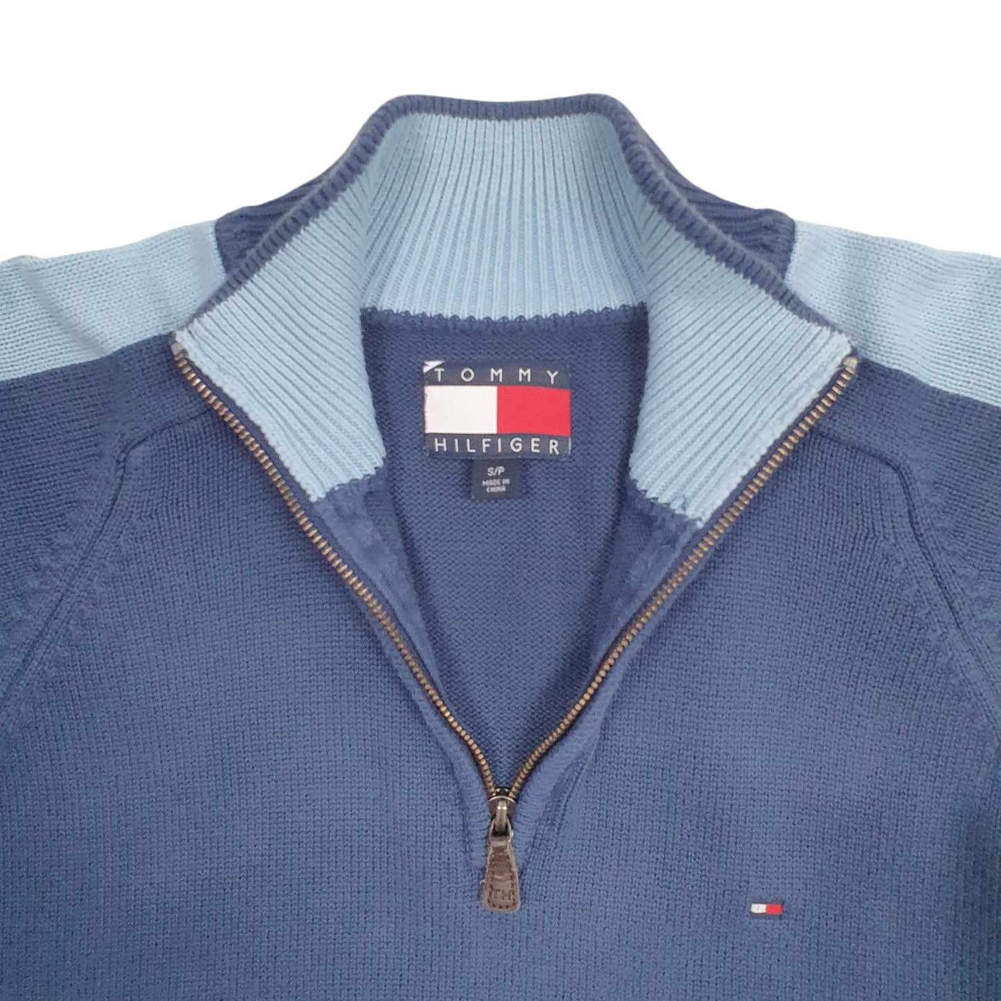 Mens Blue Tommy Hilfiger Knit Quarter Zip Jumper
