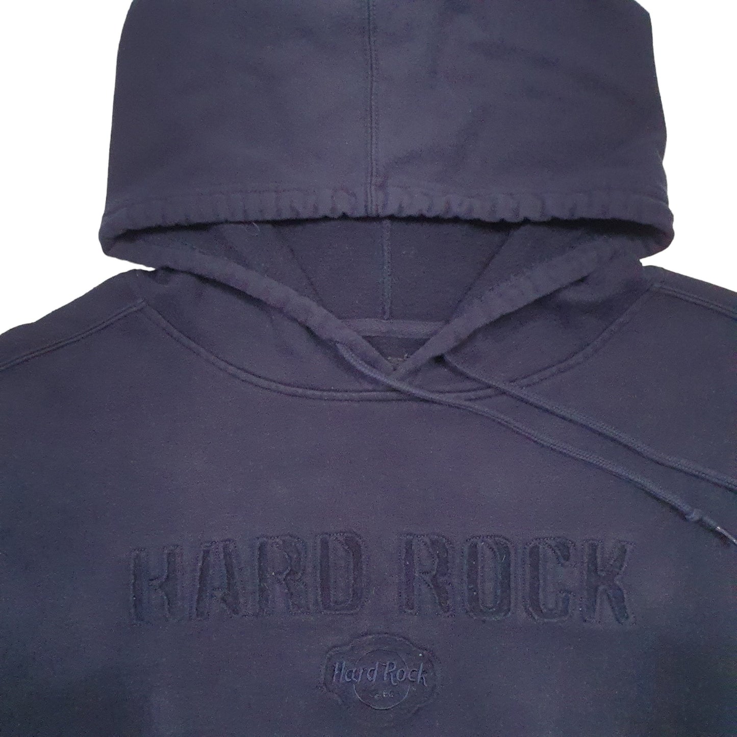 Mens Navy Hard Rock Cafe Spellout Hoodie Jumper