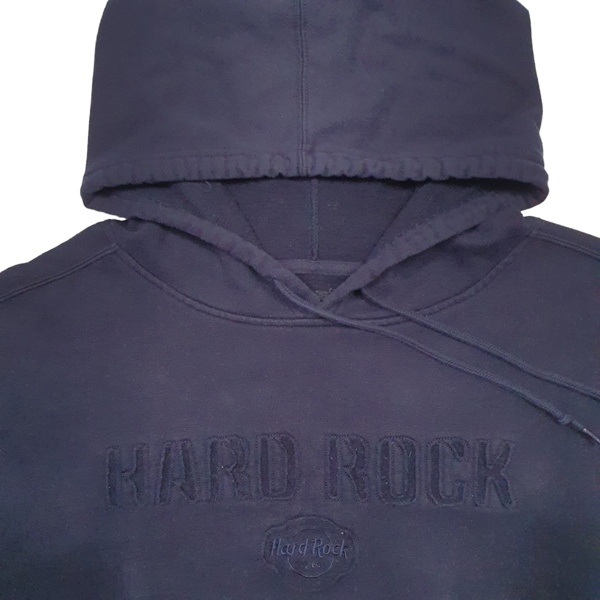 Mens Navy Hard Rock Cafe Spellout Hoodie Jumper