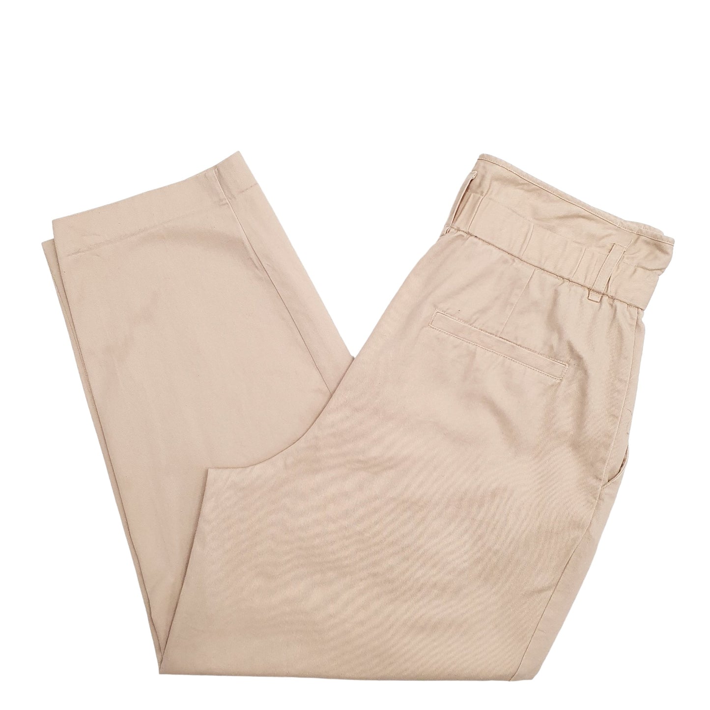 Womens Beige H&M Pleated Chino Trousers