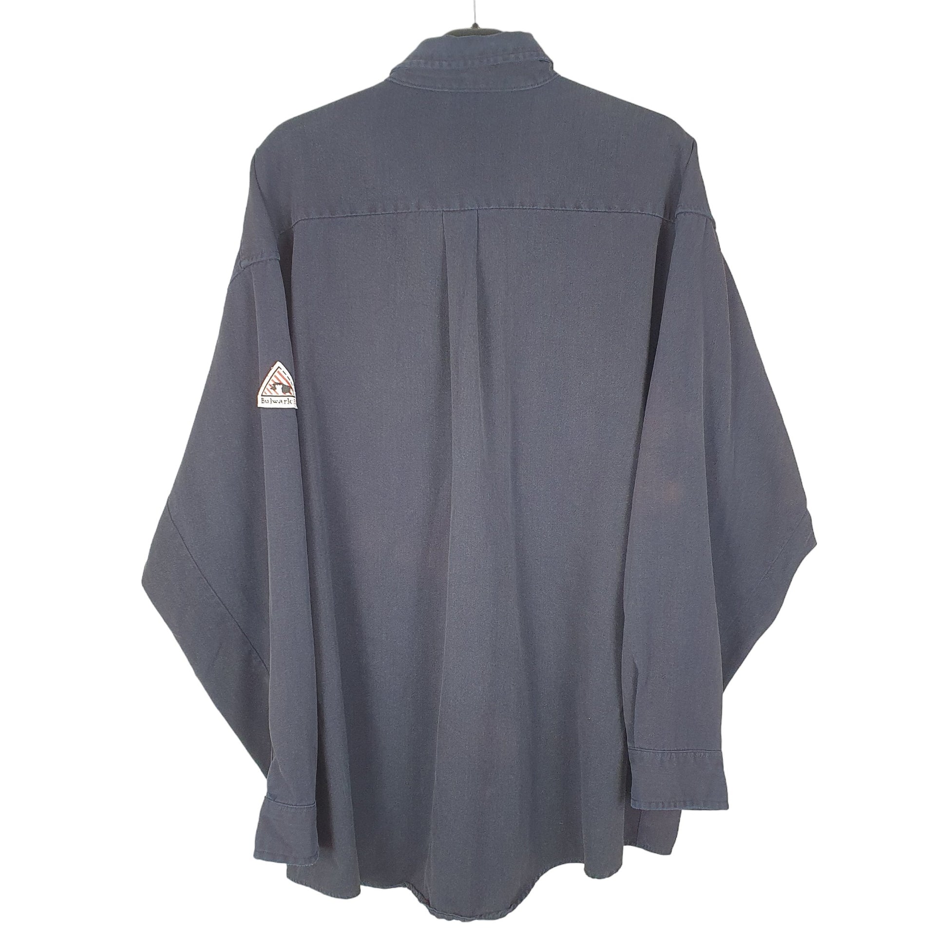 Mens Navy Bulwark Flame Resistant Workwear Long Sleeve Shirt