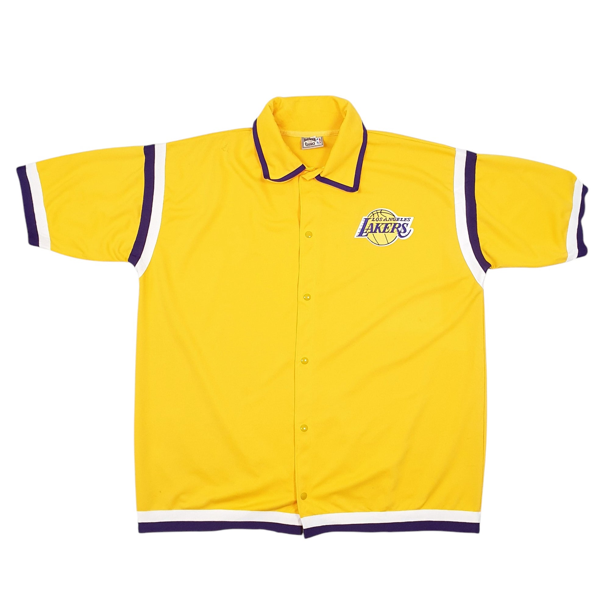 Mens Yellow Hardwood Classic NBA Los Angeles Lakers Short Sleeve Shirt