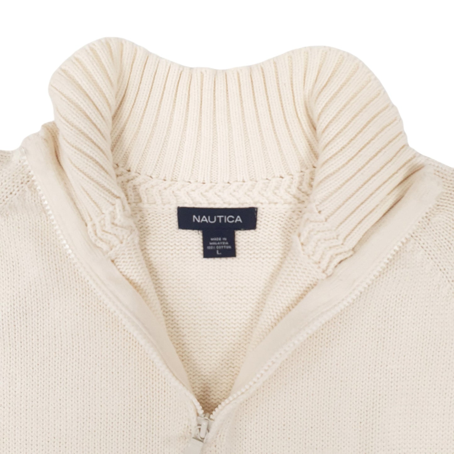 Mens Cream Nautica Knit Quarter zip Jumper