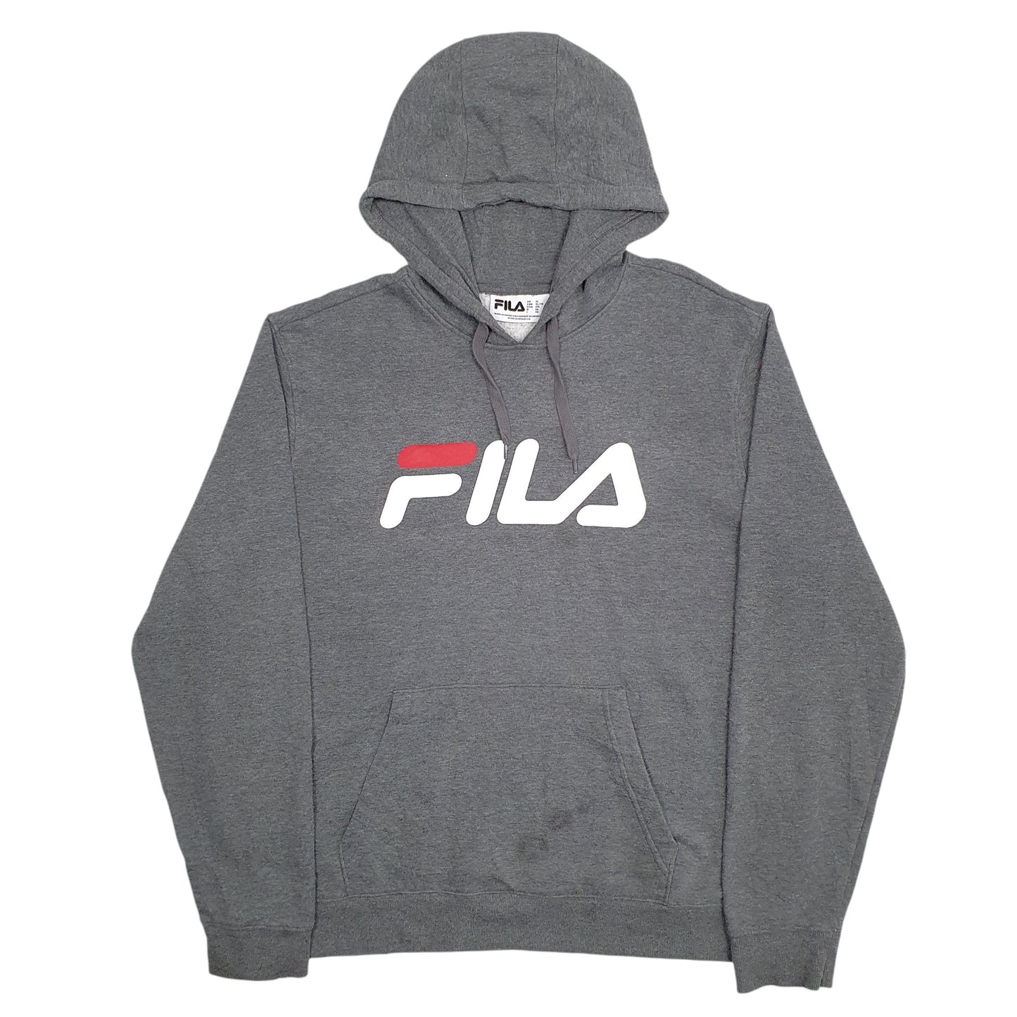 Mens Grey Fila Spellout Hoodie Jumper