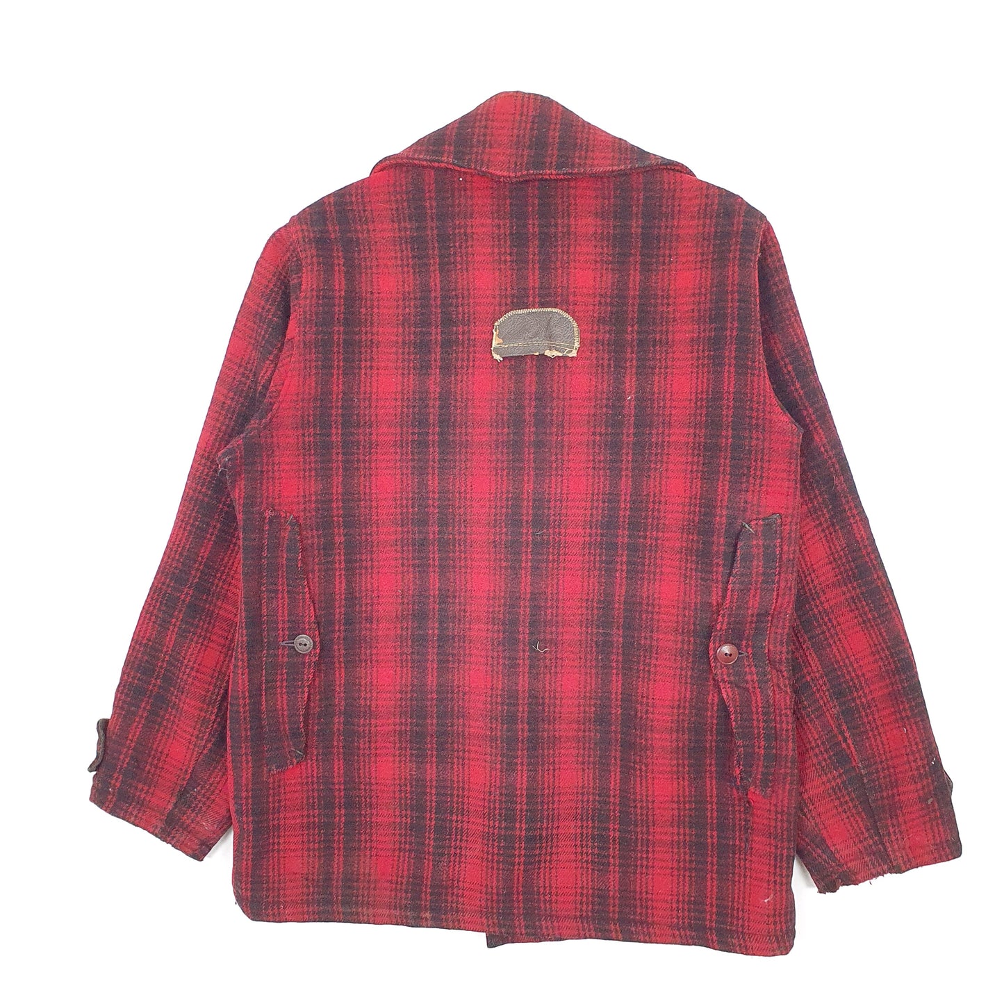 Mens Red Woolrich Vintage 1950s Mackinaw Hunting Plaid  Coat