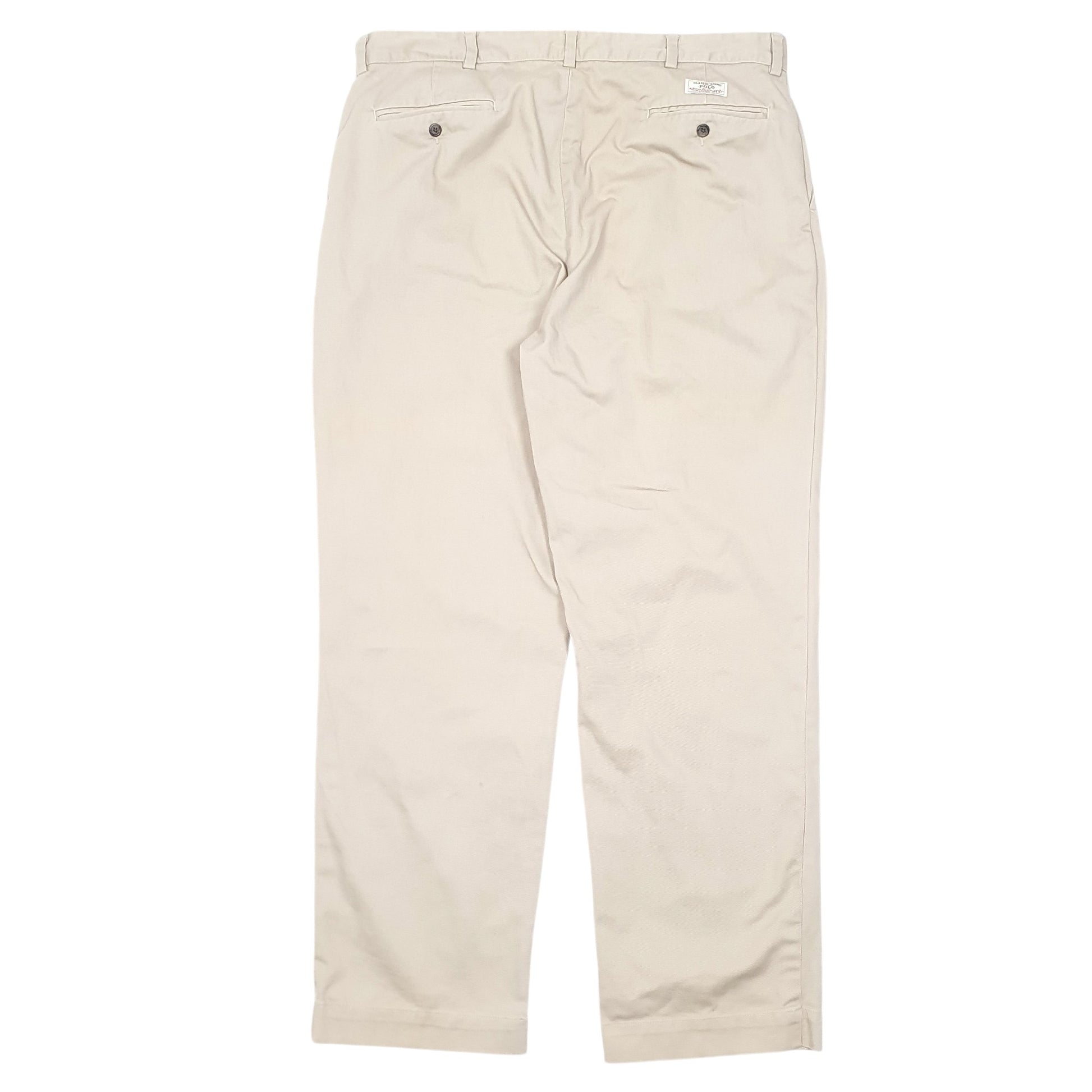 Mens Beige Polo Ralph Lauren Vintage Flat Front Chino Trousers