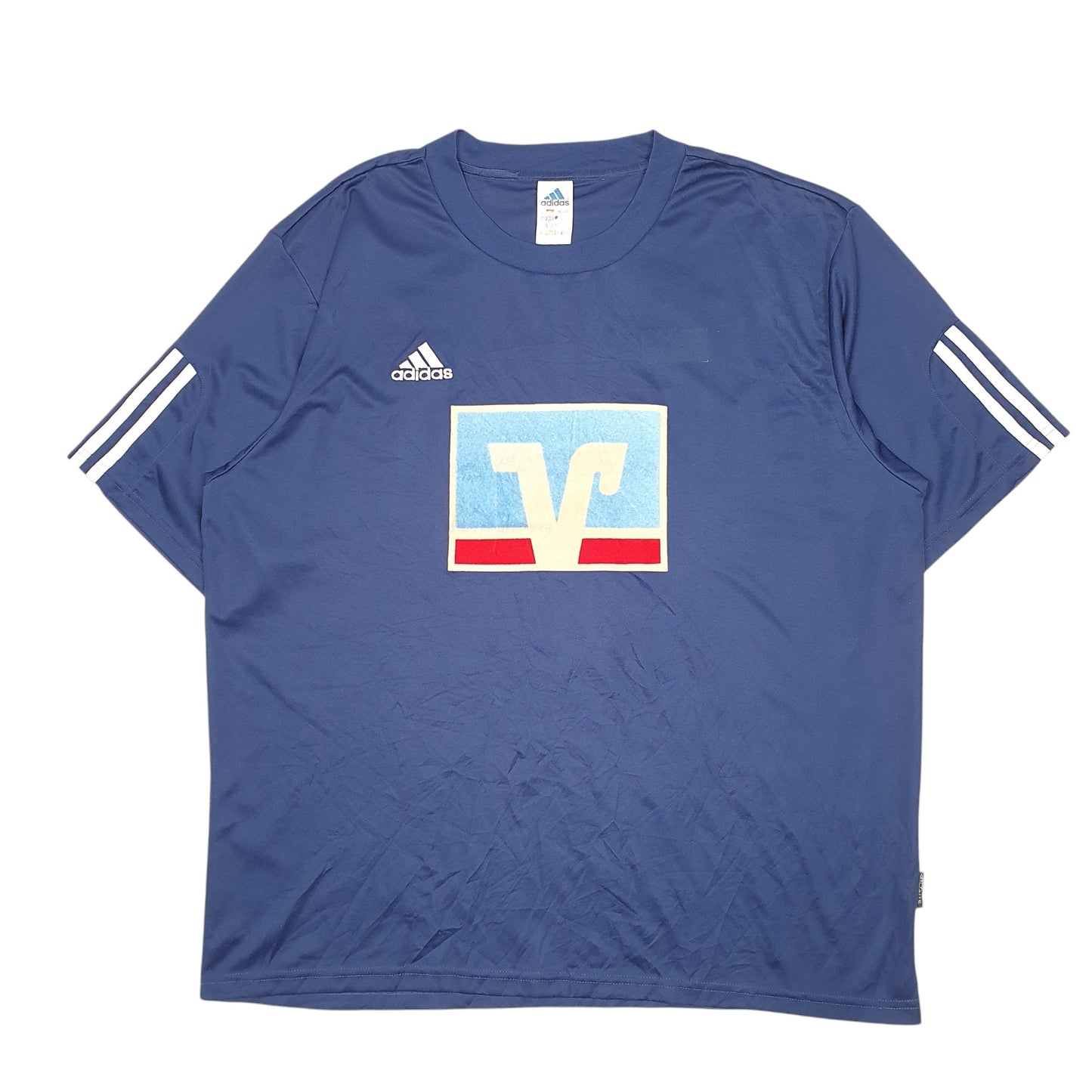 Mens Navy Adidas Vintage Climalite Volksbank 3 Short Sleeve T Shirt