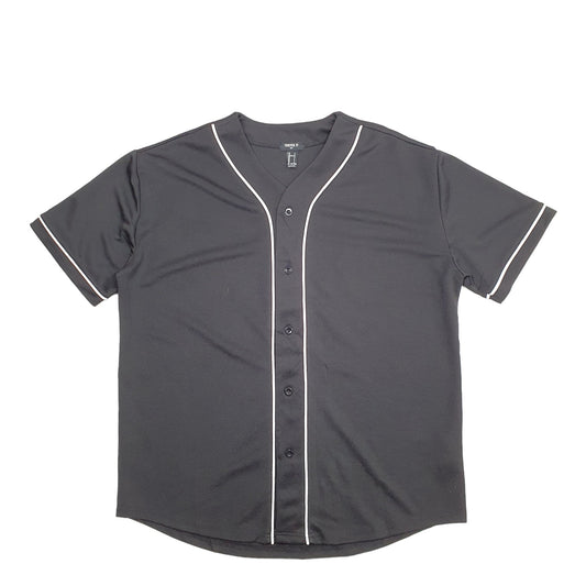 Mens Black Forever 21 Baseball Jersey Short Sleeve T Shirt