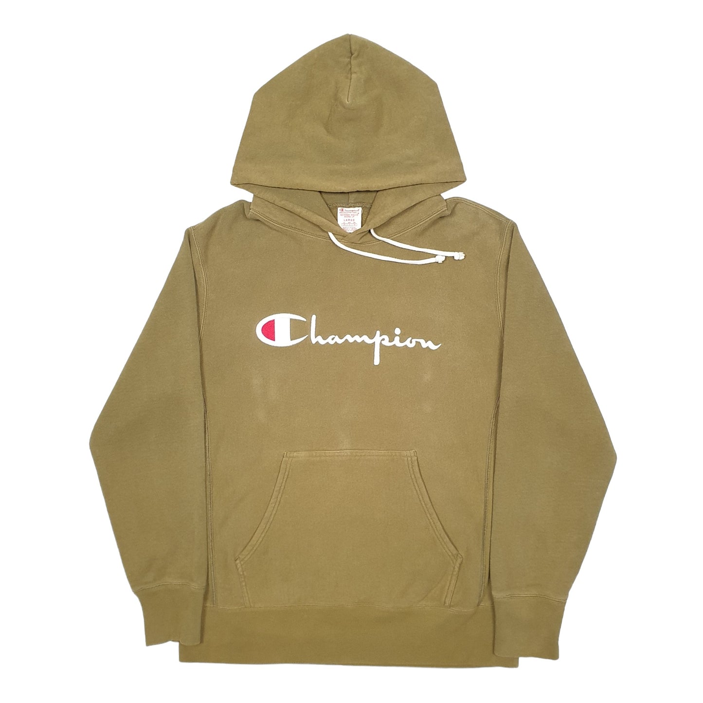 Mens Khaki Champion Reverse Weave Warm Up Hoodie Jumper