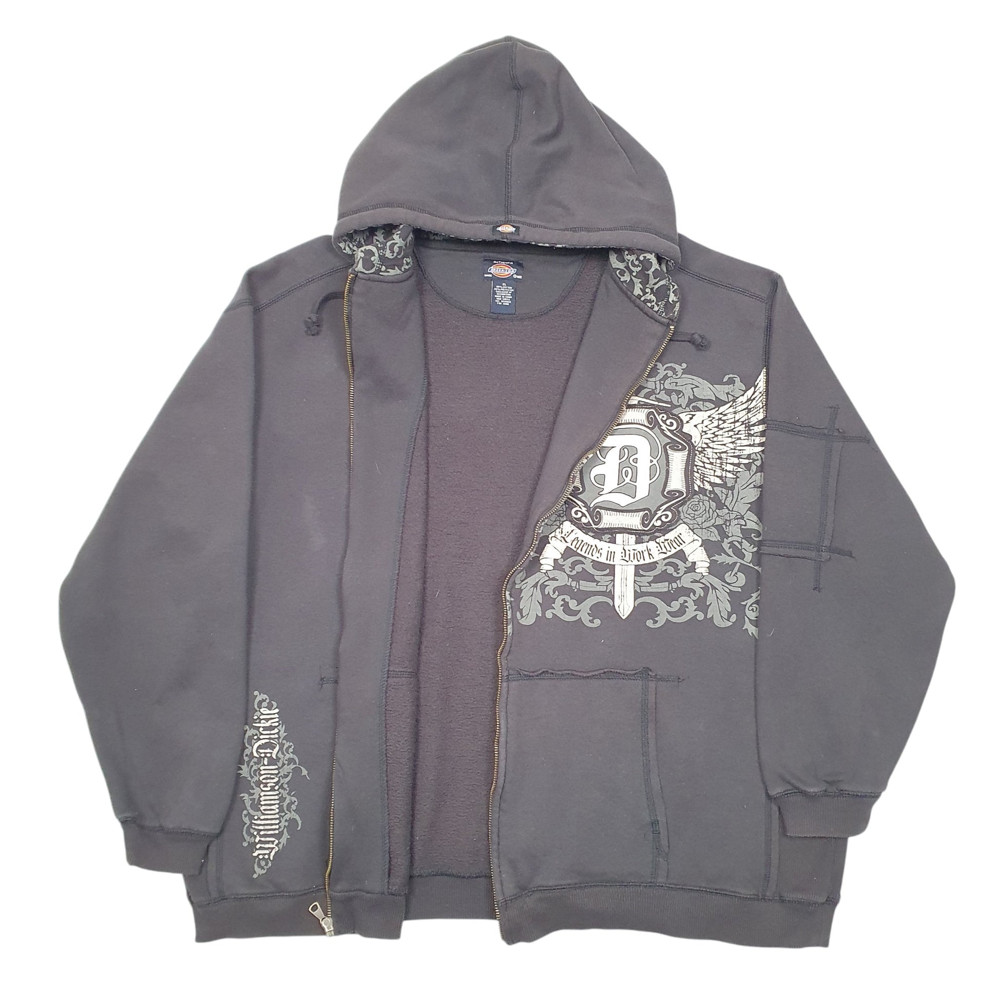 Mens Black Dickies Hoodie Legends In Workwear Full Zip Jumper