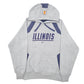 Mens Grey Nike Vintage Team 2000s Illinois Spellout USA Hoodie Jumper