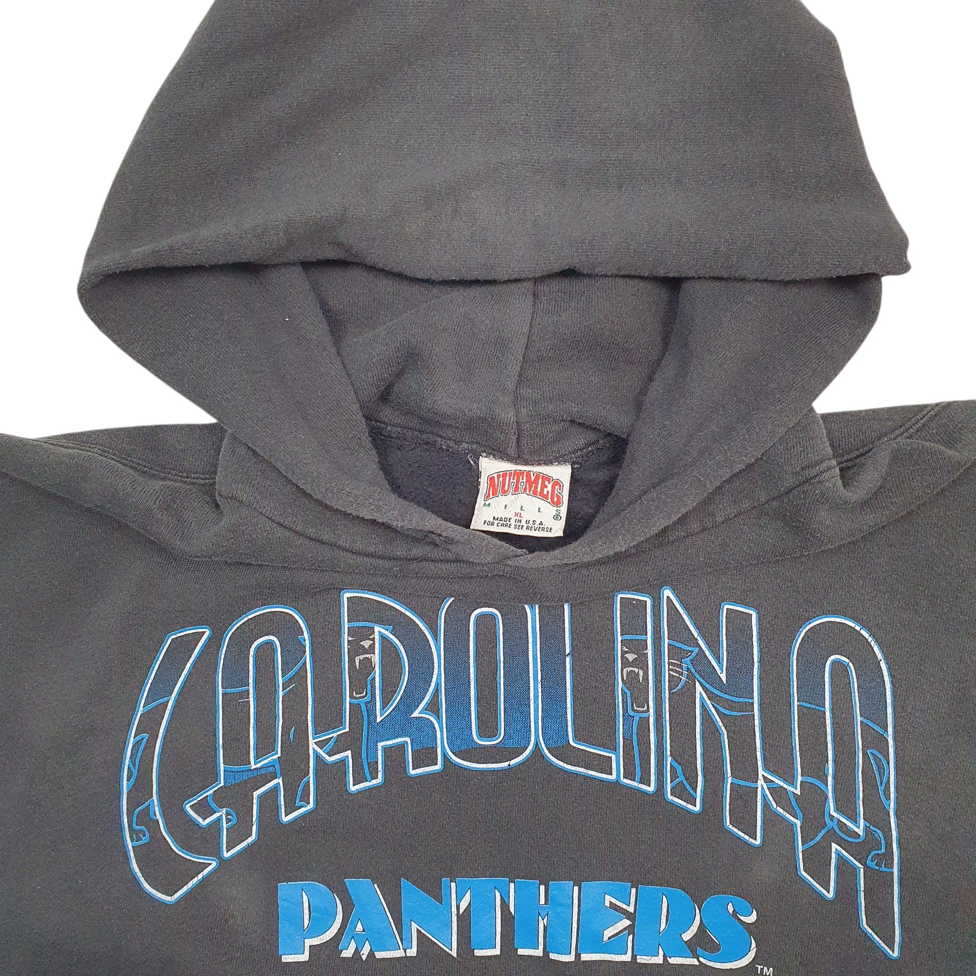 Mens Black Nutmeg Mills Carolina Panthers 90's Made In USA Crewneck Jumper