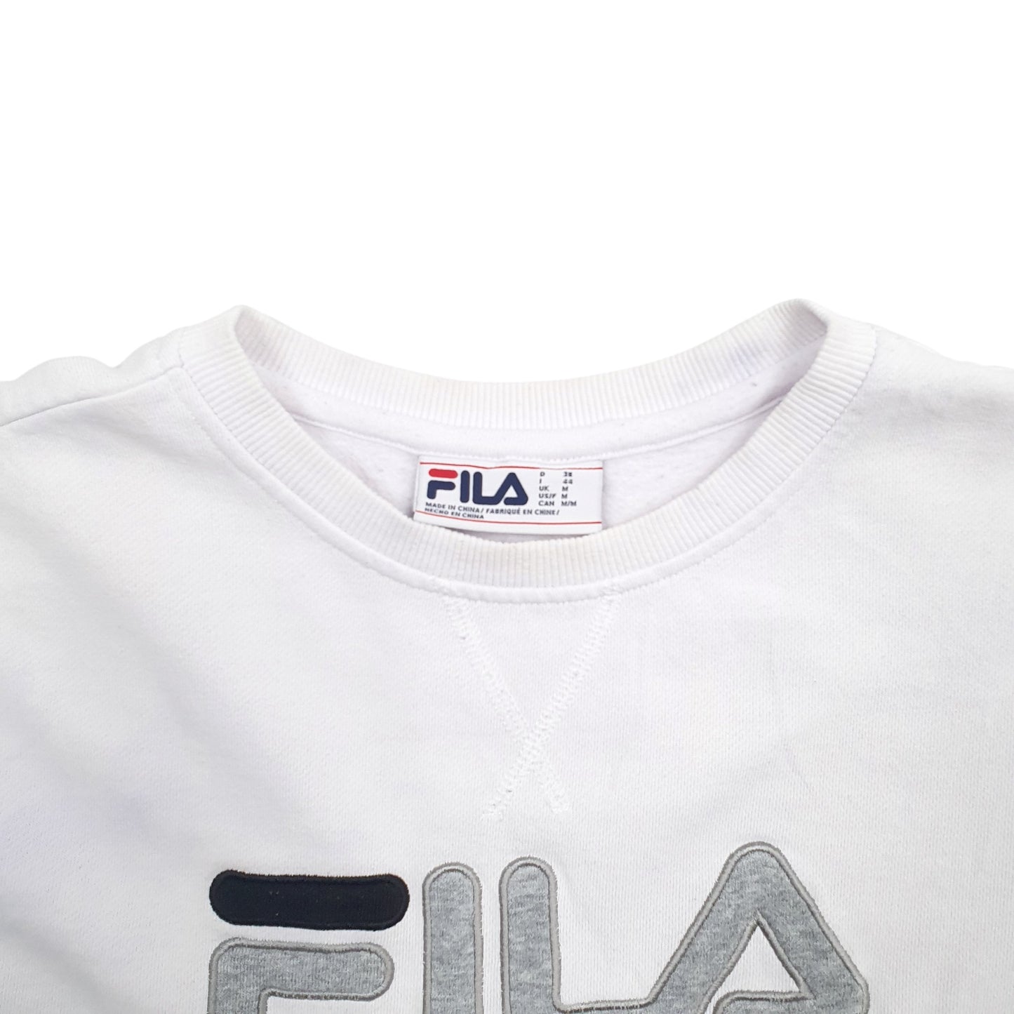 Womens White Fila Spellout Crewneck Jumper