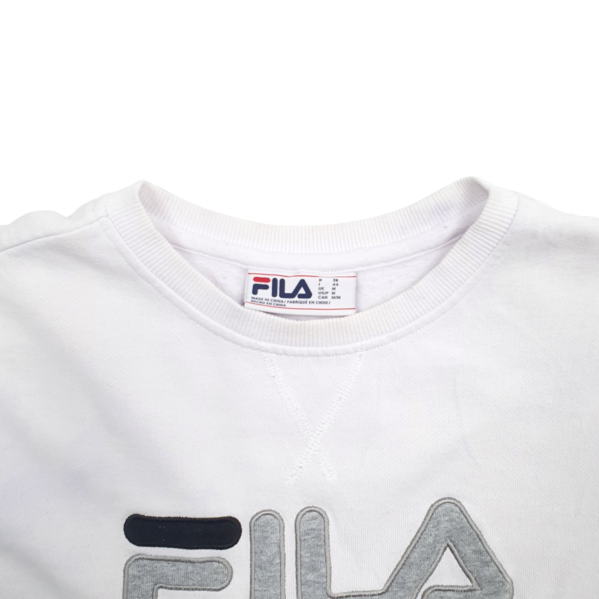 Womens White Fila Spellout Crewneck Jumper