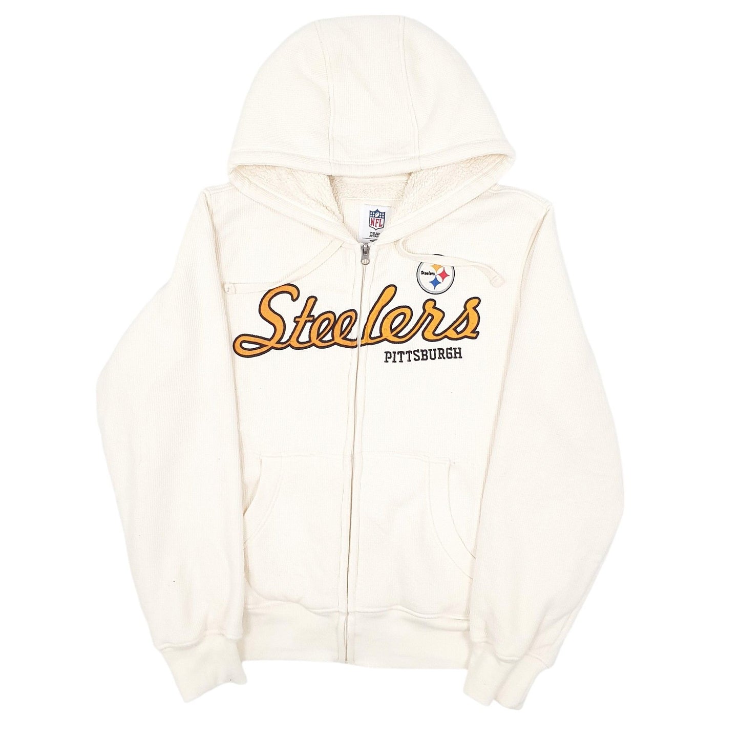 Womens Cream NFL Steelers Pittsburgh Full Zip Jumper