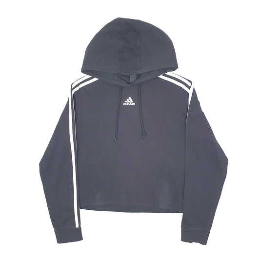 Womens Black Adidas Crop Top Hoodie Jumper