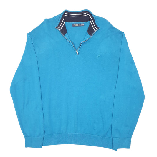 Mens Blue Nautica Knit Quarter Zip Jumper