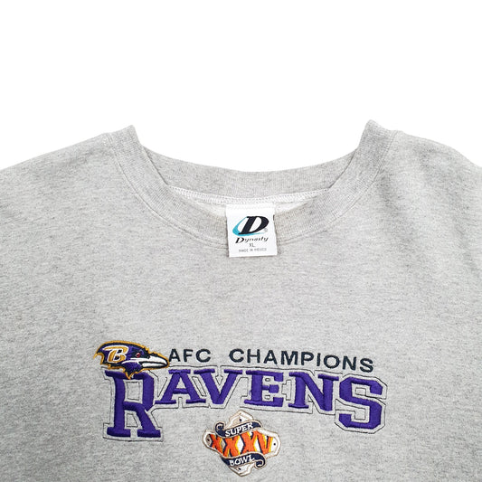 Womens Grey Dynasty AFC Ravens Football Crewneck Jumper