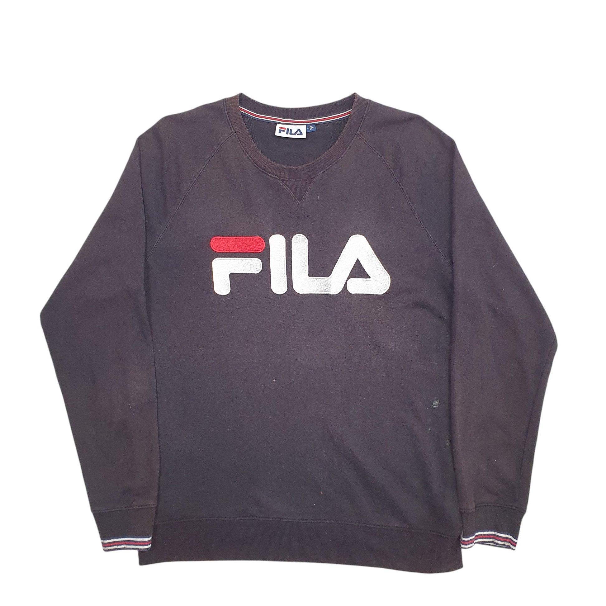Mens Black Fila Spellout Crewneck Jumper