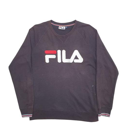 Mens Black Fila Spellout Crewneck Jumper