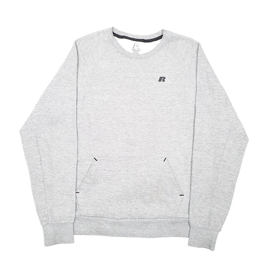 Mens Grey Russell Athletic Raglan Pocket Crewneck Jumper