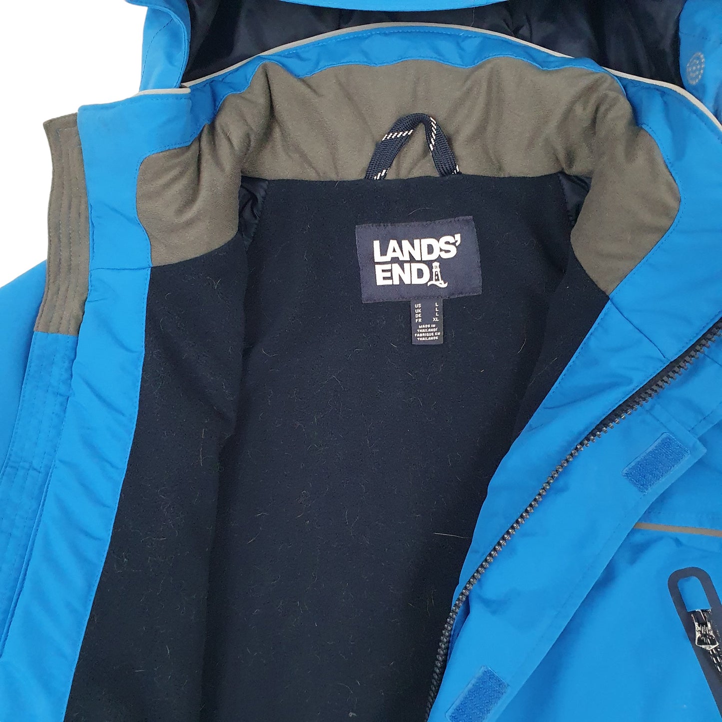 Mens Blue Landsend Hooded  Coat