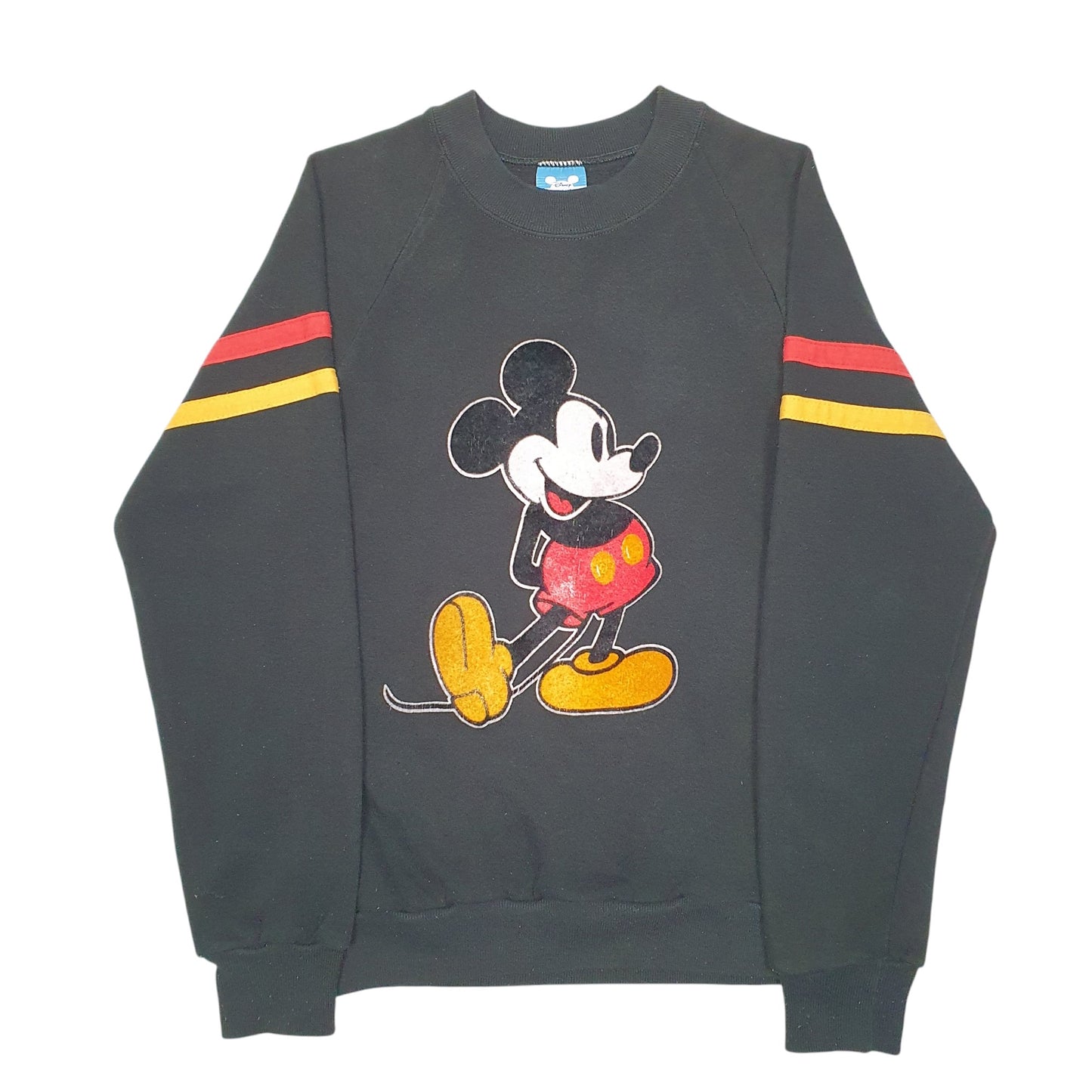 Womens Black Disney Vintage Made In USA Raglan Mickey Mouse Crewneck Jumper