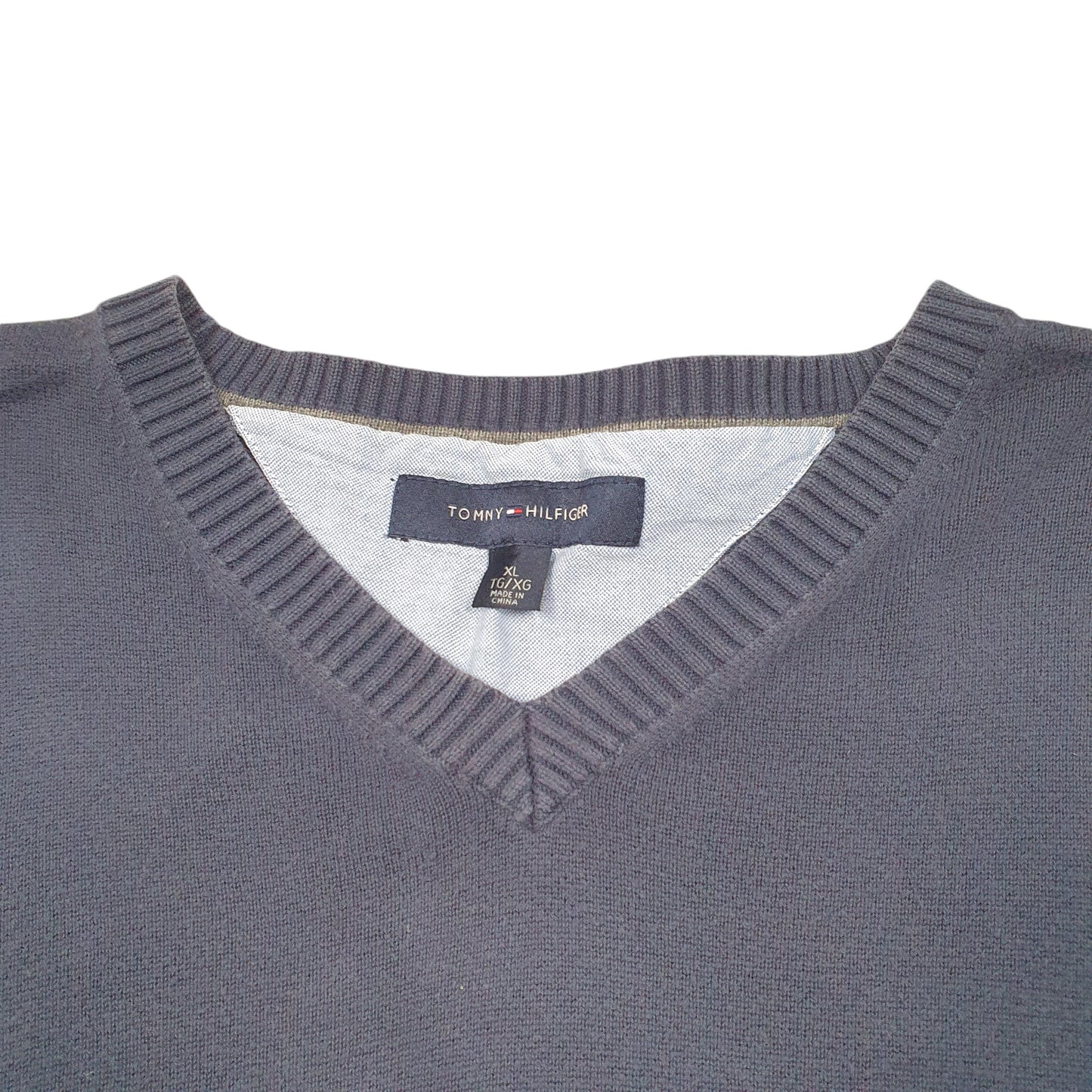 Mens Navy Tommy Hilfiger Knit V Neck Jumper