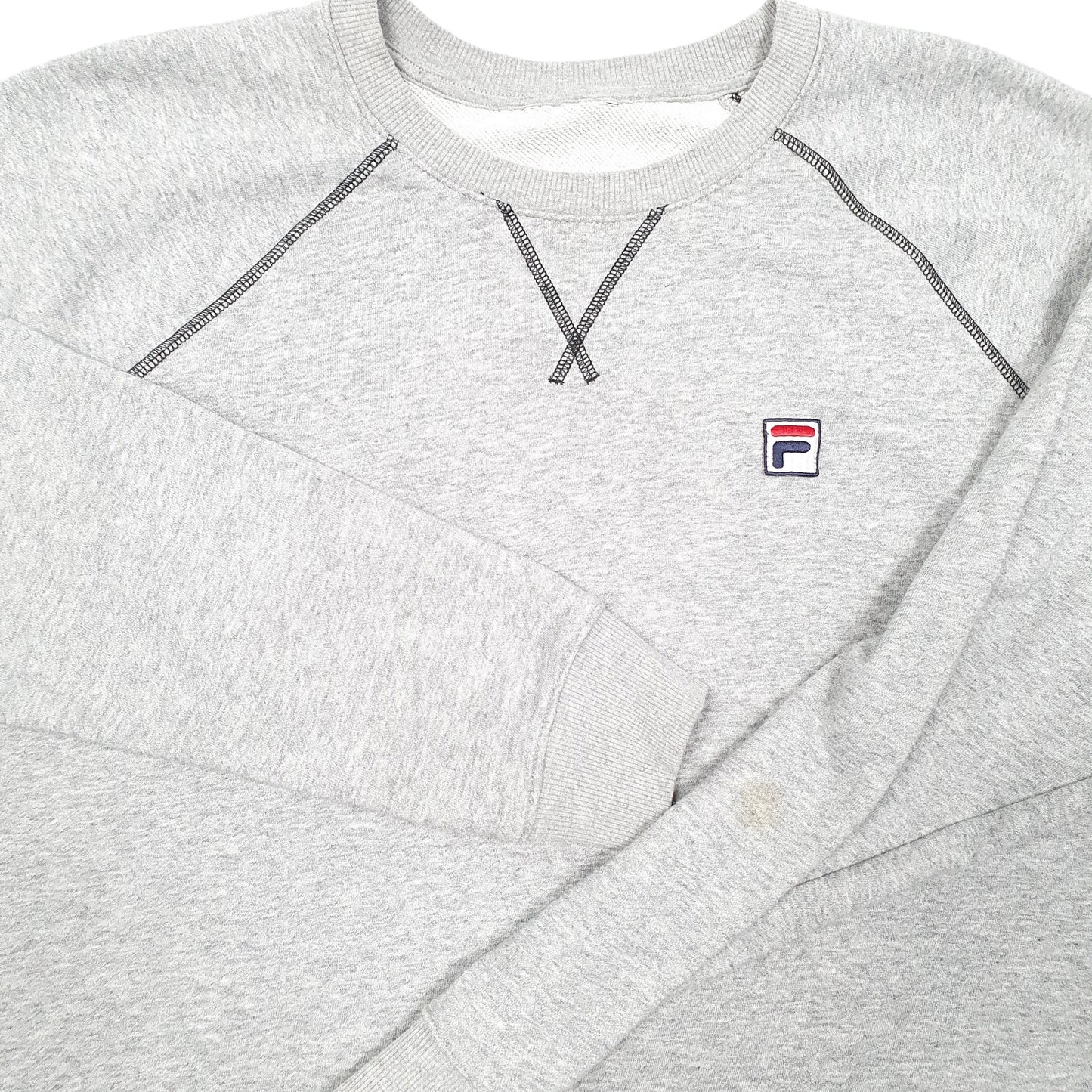 Mens Grey Fila Raglan Crewneck Jumper