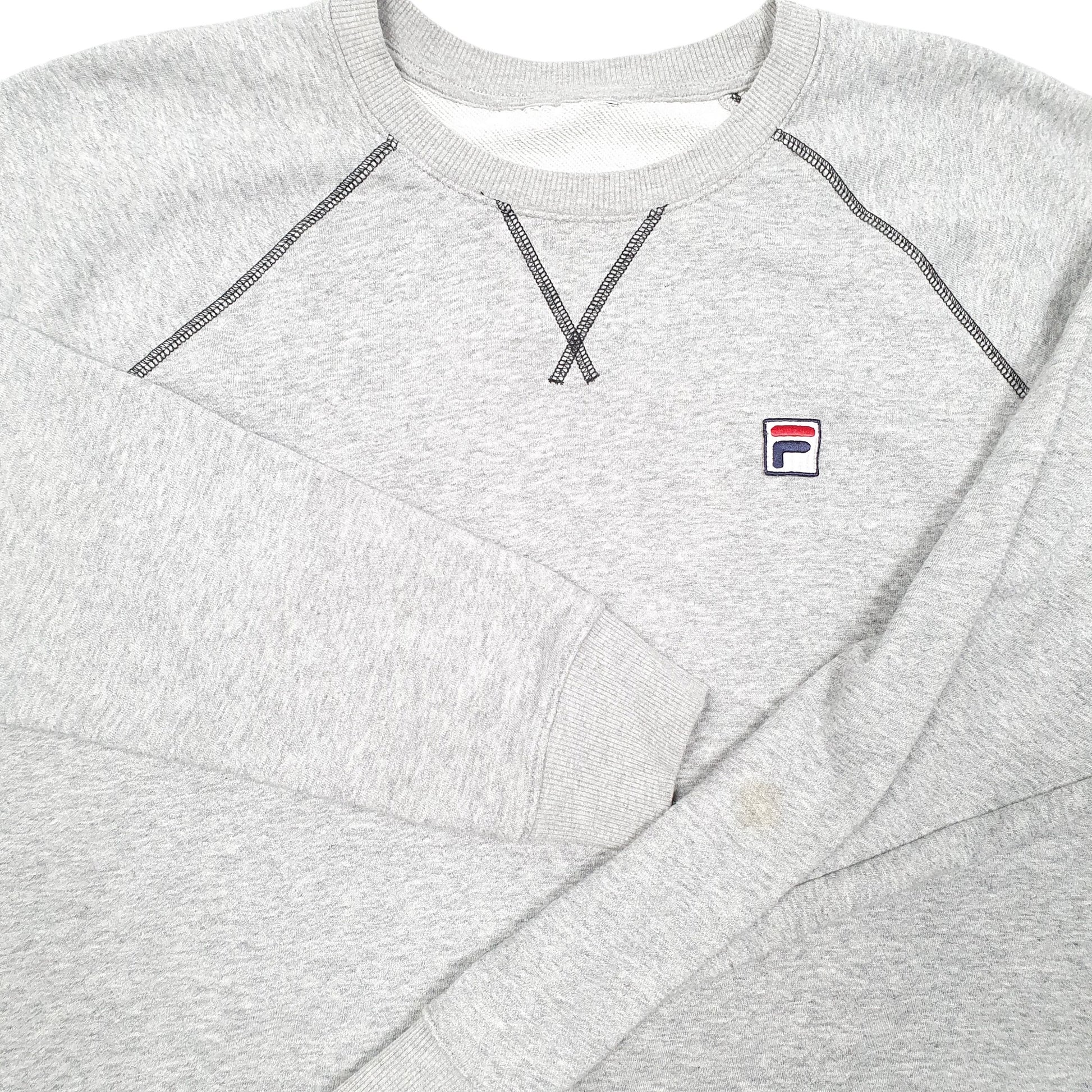 Mens Grey Fila Raglan Crewneck Jumper