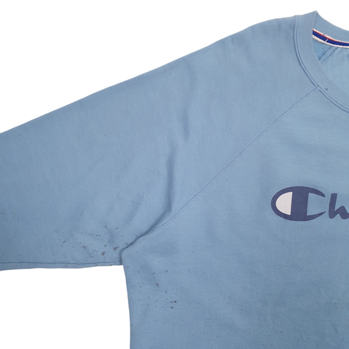 Mens Blue Champion Spellout Crewneck Jumper