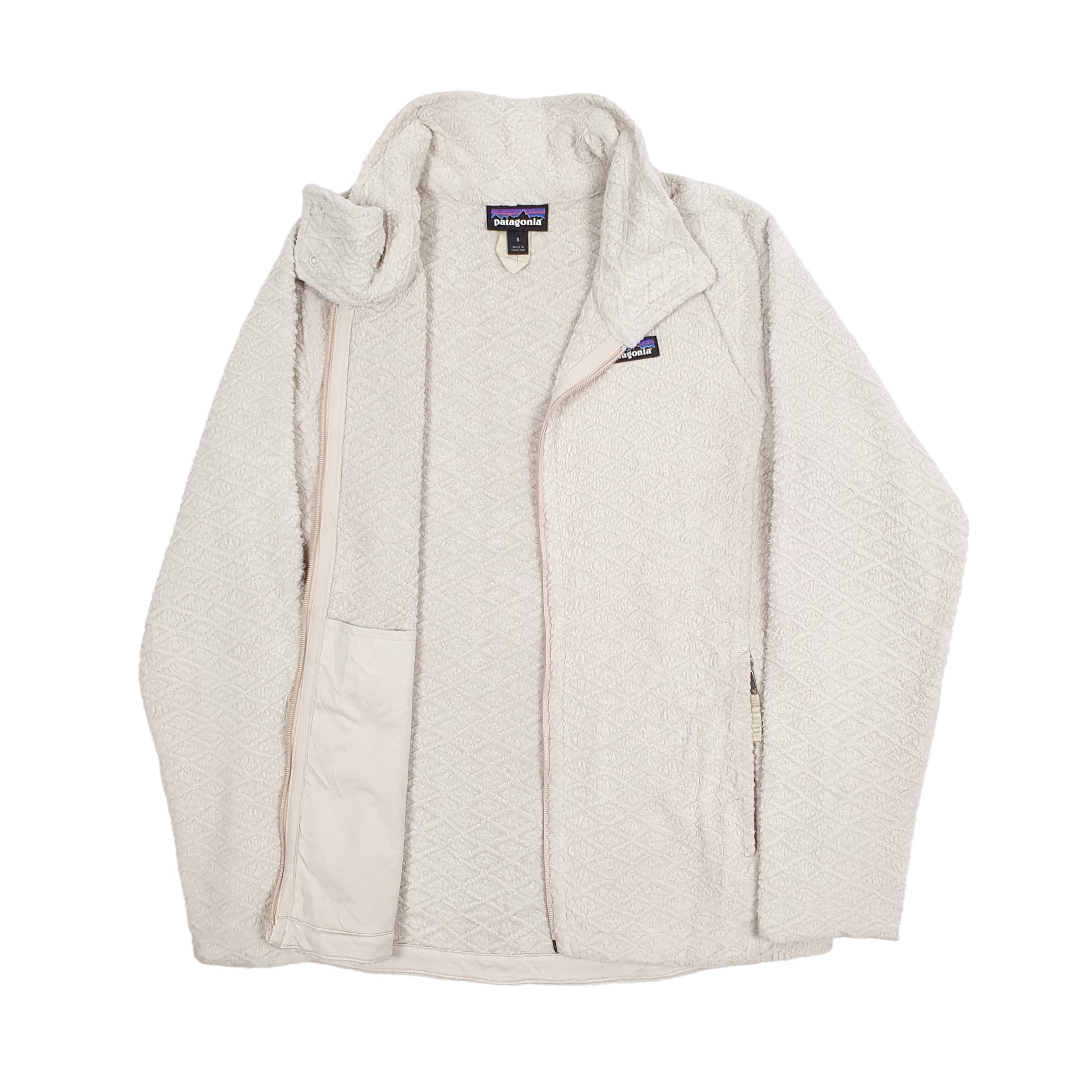 Womens Patagonia Cream Full Zip Diamond Capra Jacket Jumper S