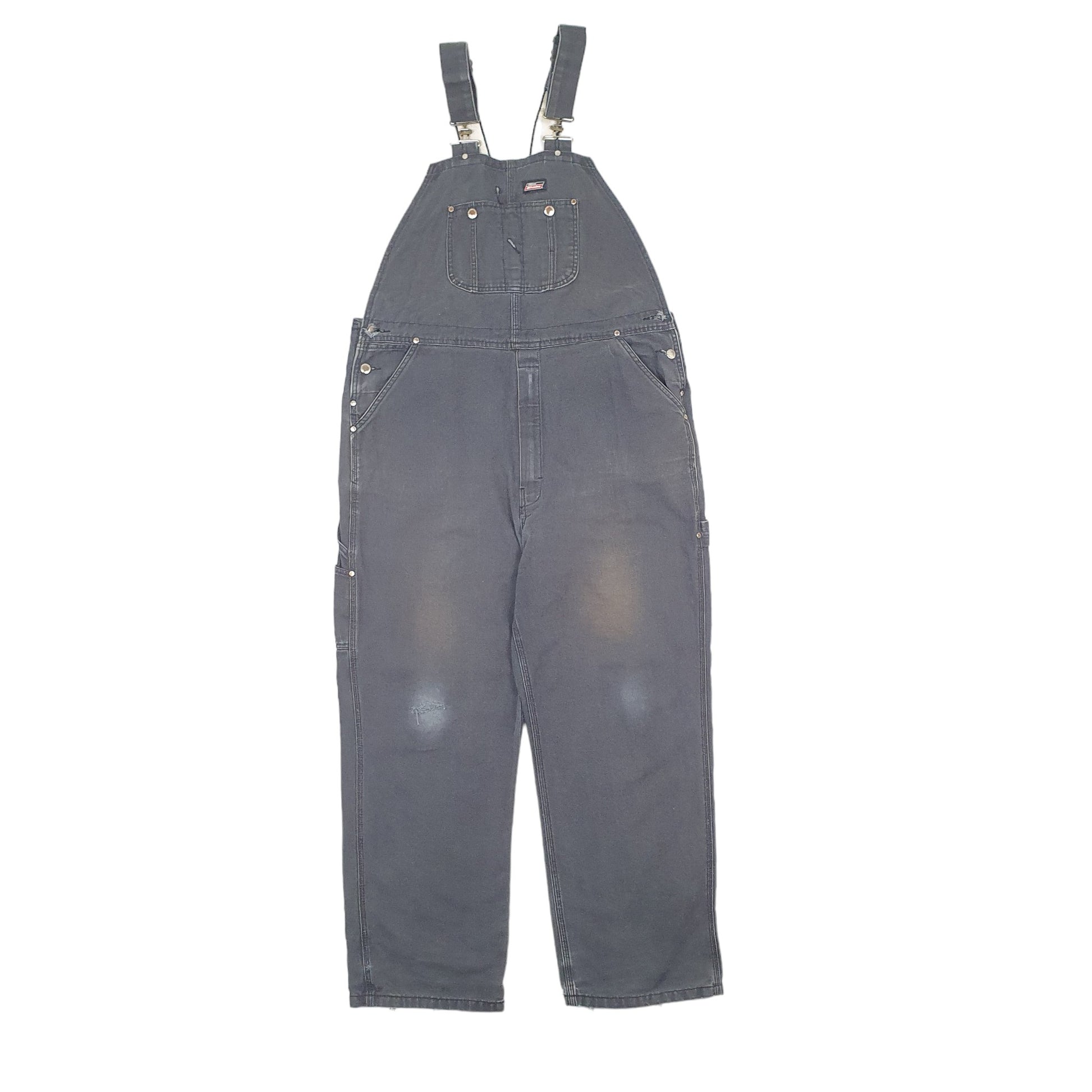 Mens Black Dickies Denim Overalls Dungaree Trousers