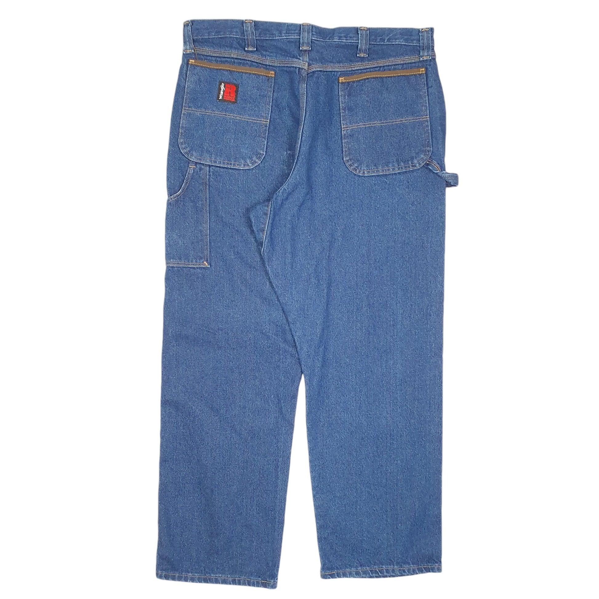 Mens Blue Wrangler Carpenter Pants Workwear Riggs Casual JeansW38 L30