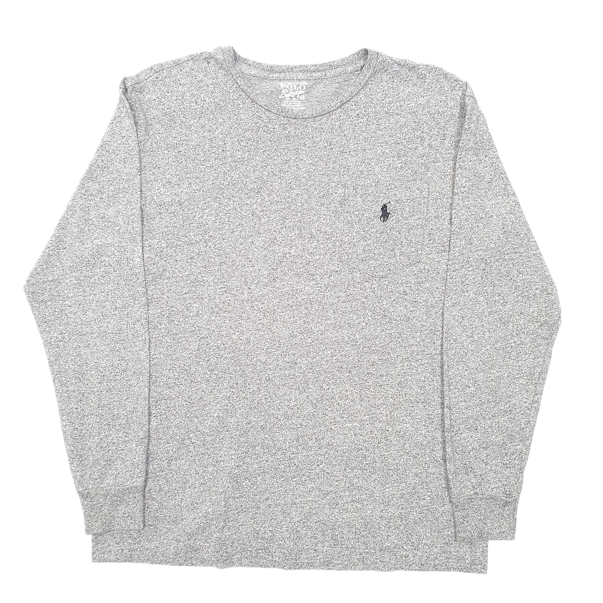 Mens Grey Polo Ralph Lauren Pocket Long Sleeve T Shirt