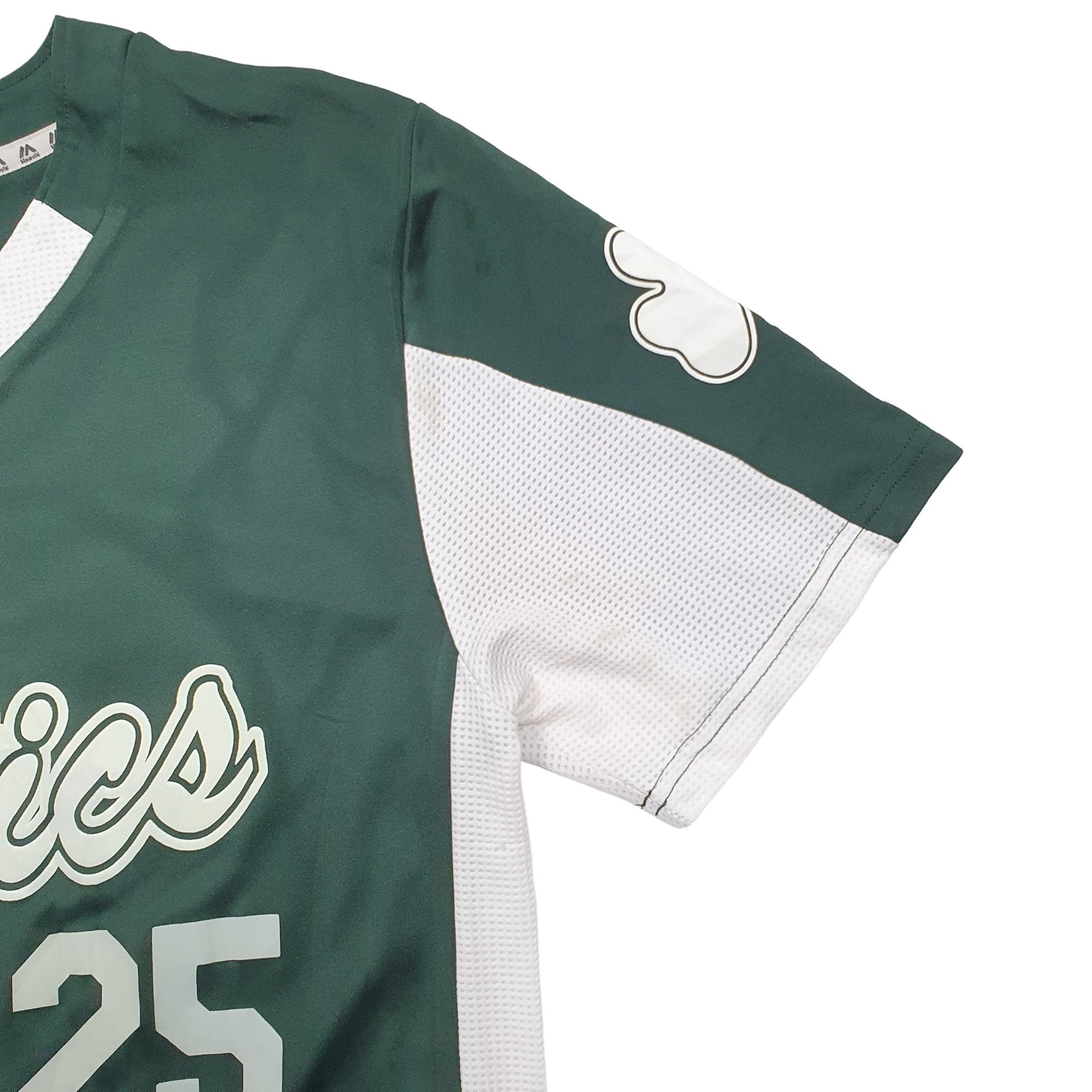 Mens Green Majestic MLB Baseball Jersey Celtics Short Sleeve T Shirt