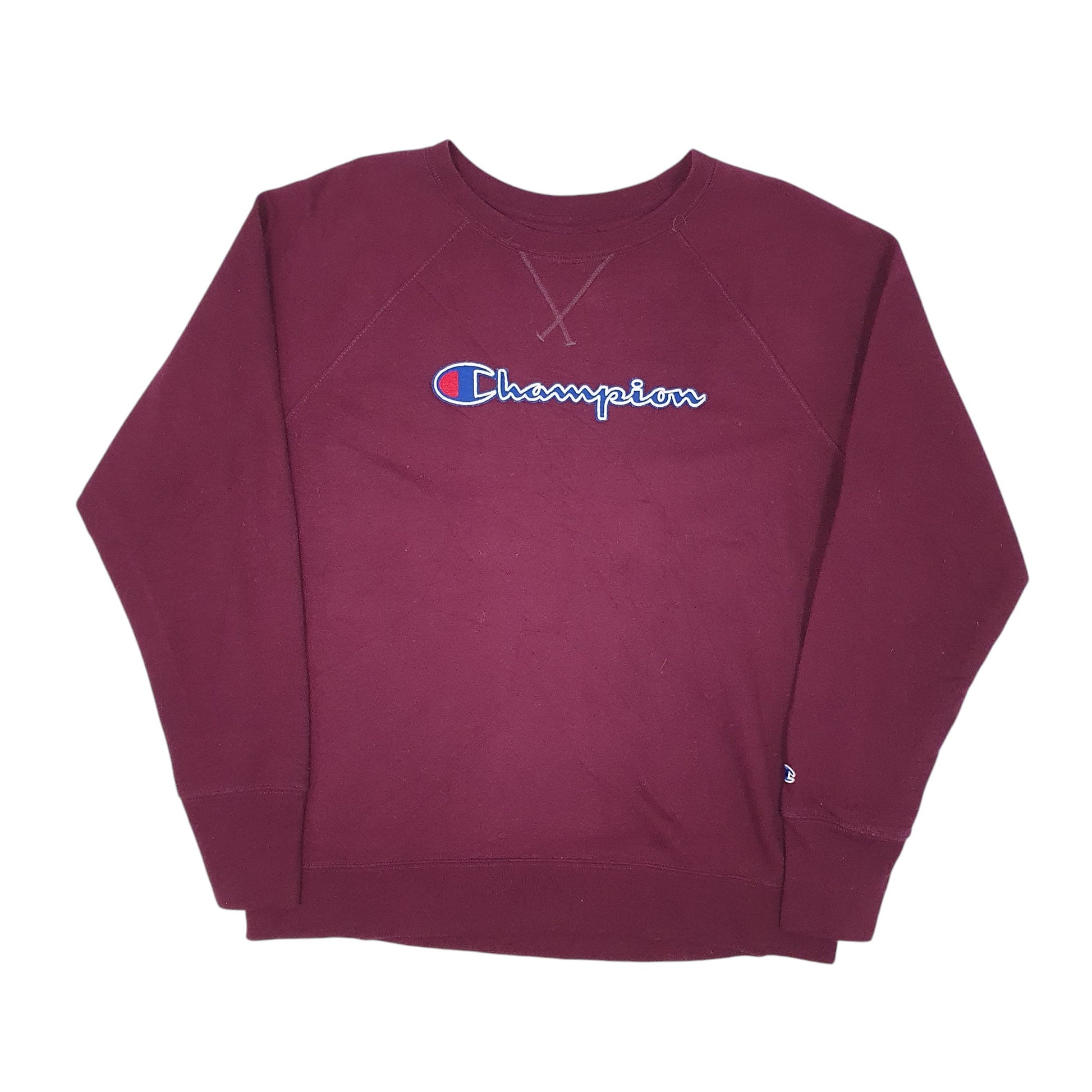 Womens Burgundy Champion Spellout Crewneck Jumper