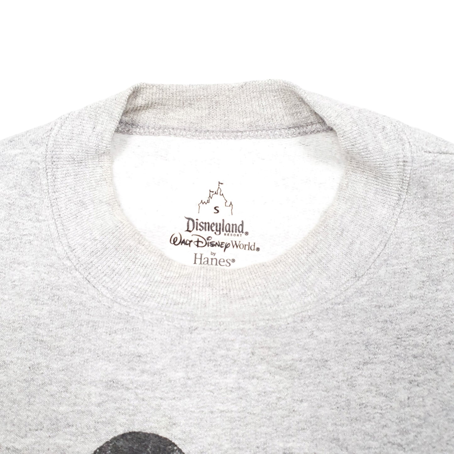 Mens Grey Hanes Disneyland Mickey Mouse Spellout Disney Crewneck Jumper