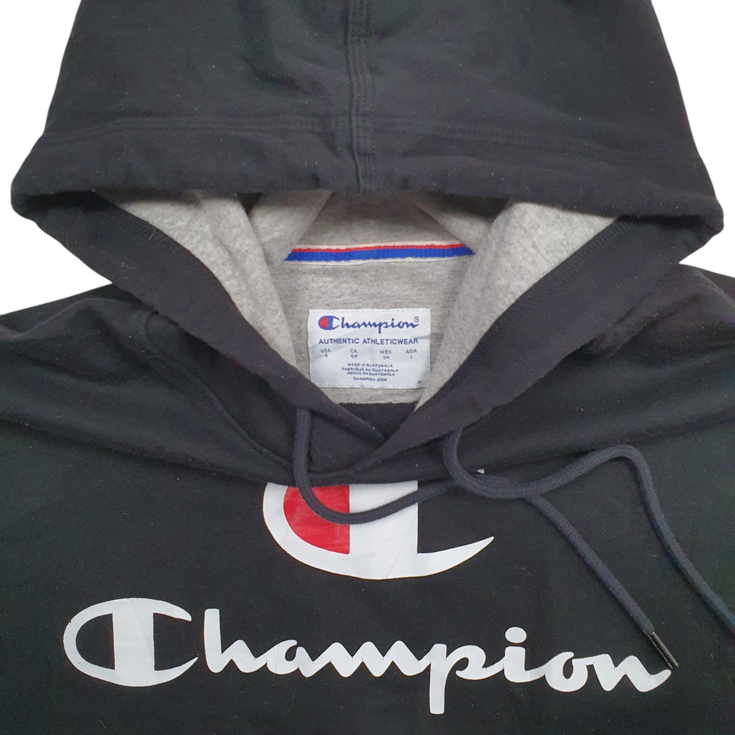 Mens Black Champion Spellout Hoodie Jumper