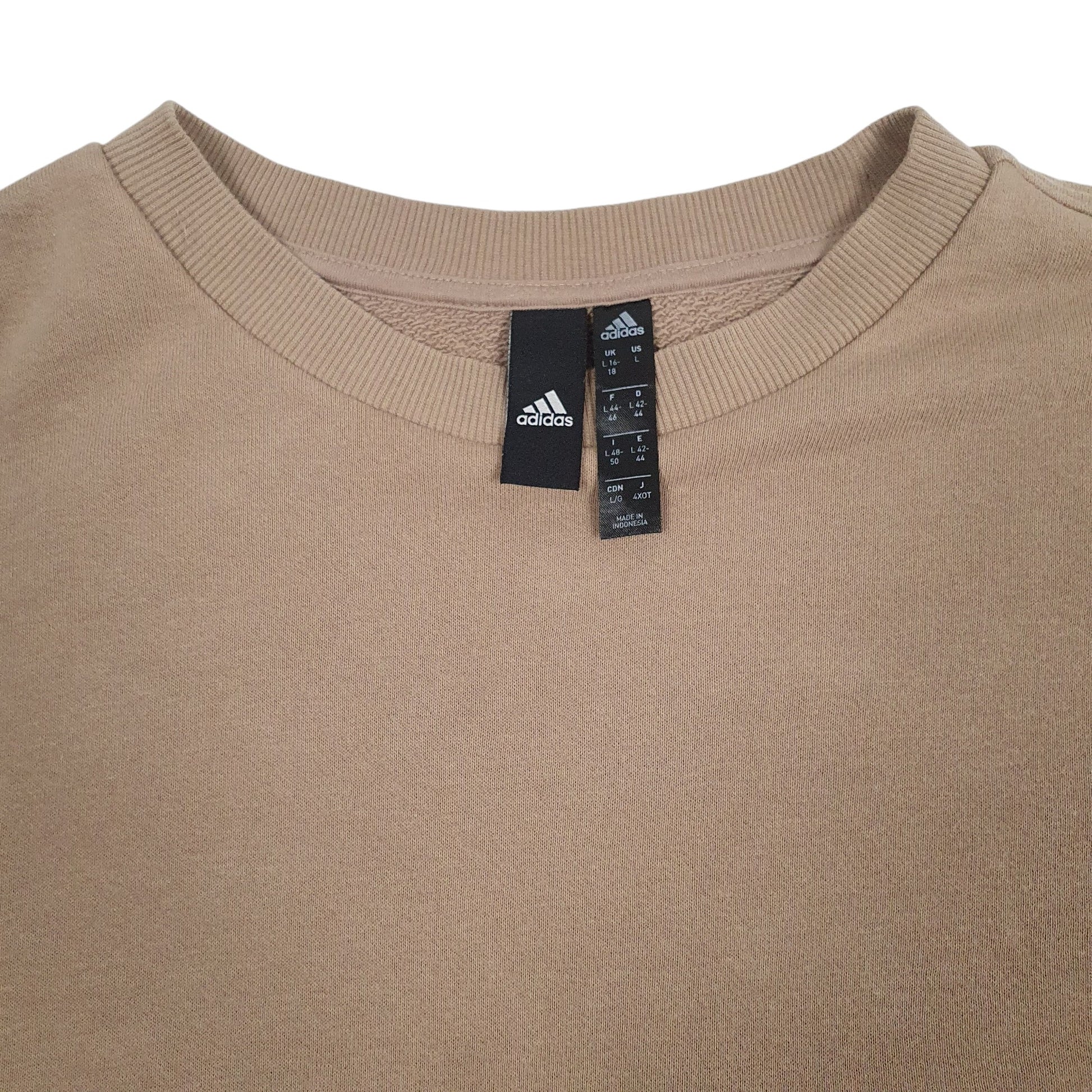 Womens Beige Adidas Crop Top Crewneck Jumper