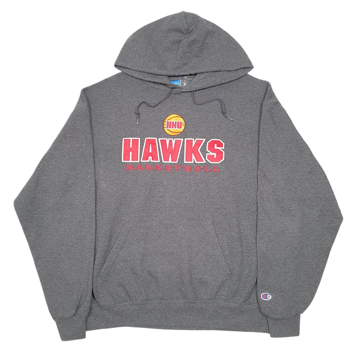 Mens Grey Champion Hawks Basketball USA Spellout Hoodie Jumper