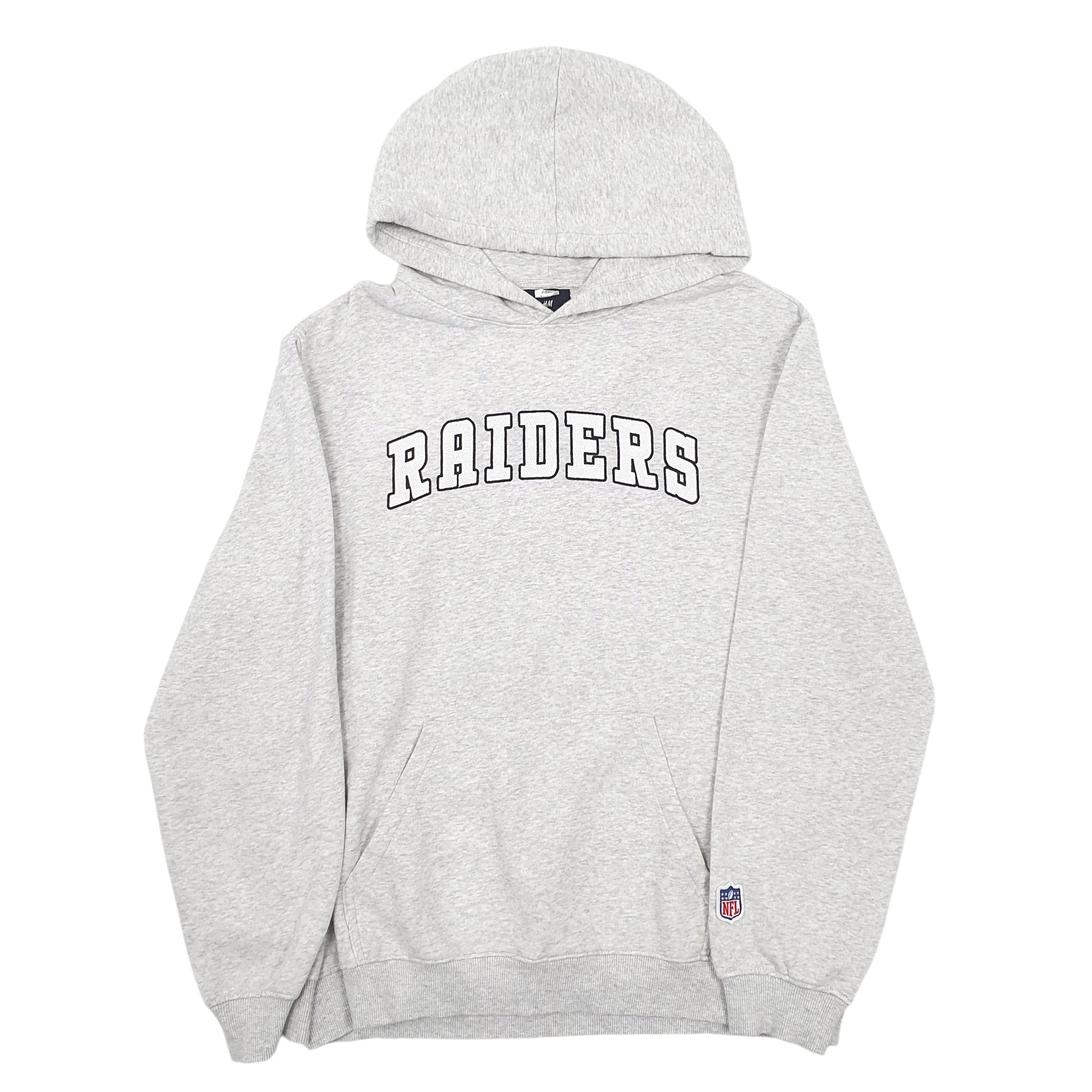 Mens Grey H&M NFL Oakland Raiders Football Hoodie Jumper