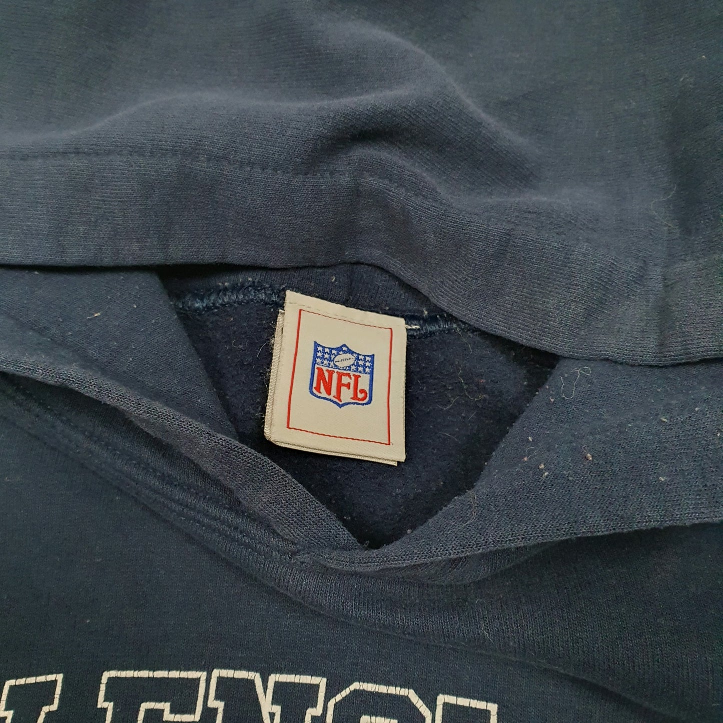 Mens Navy Reebok New England Patriots Football USA NFL Spellout Hoodie Jumper