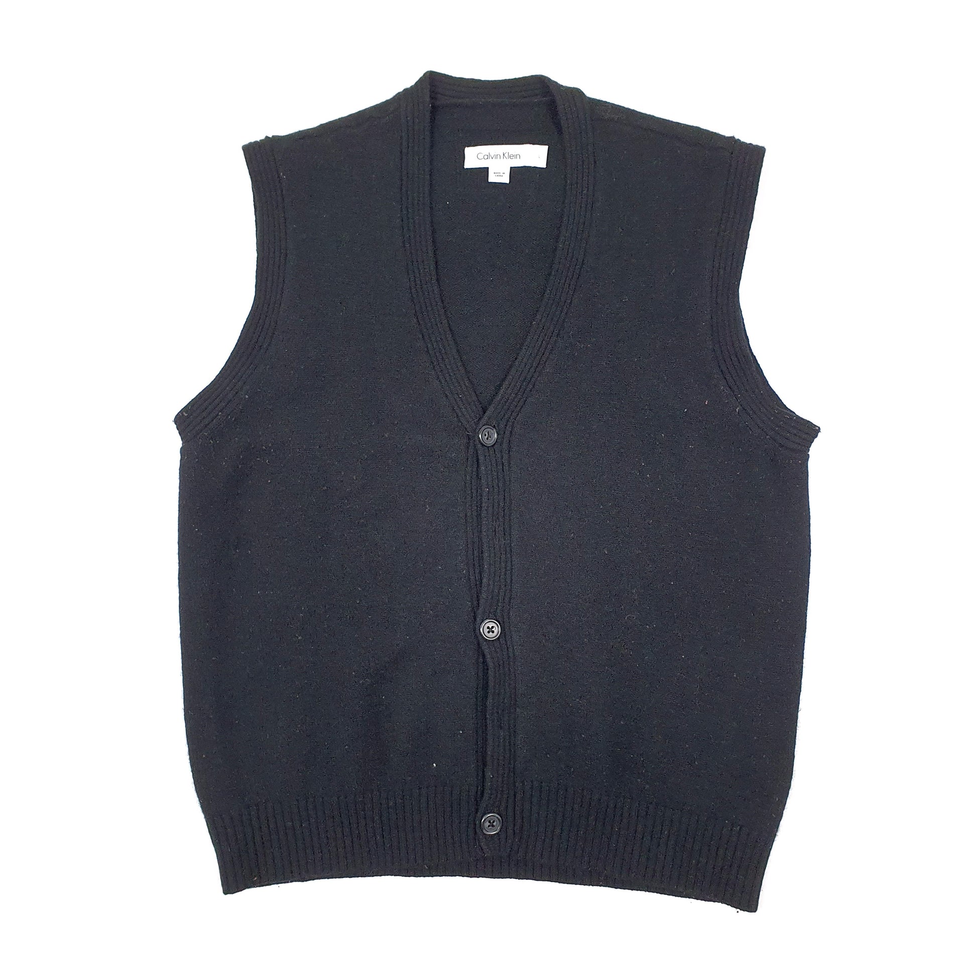 Mens Black Calvin Klein Sweater Vest Waist Coat Jumper